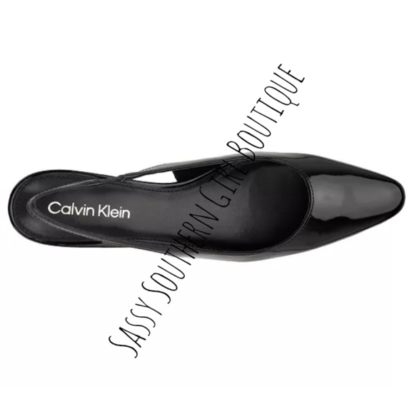 🆕⭐ Calvin Klein black patent leather slingback heels - Picture 5 of 12